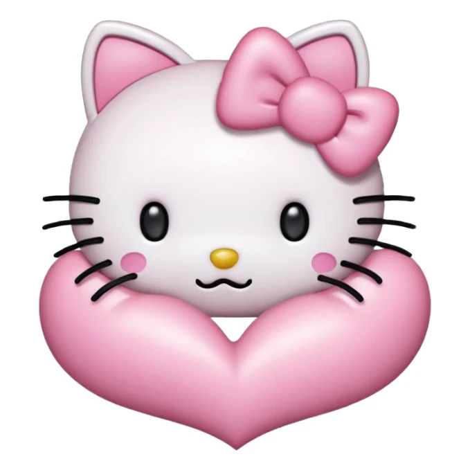 in love Hello Kitty emoticon, pink and white girly aesthetic, icon style sticker