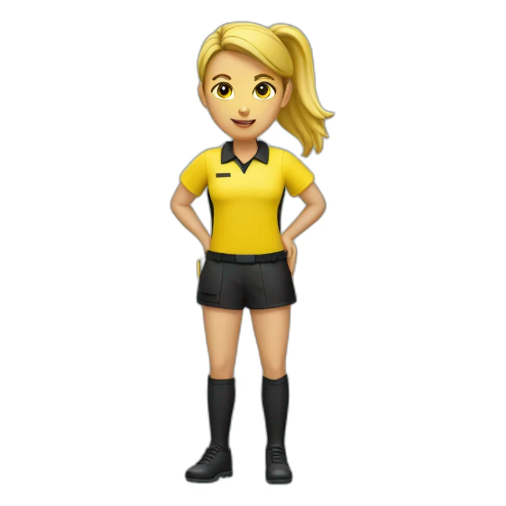 Female Fieldhockey referee yellow shirt with whistle sticker