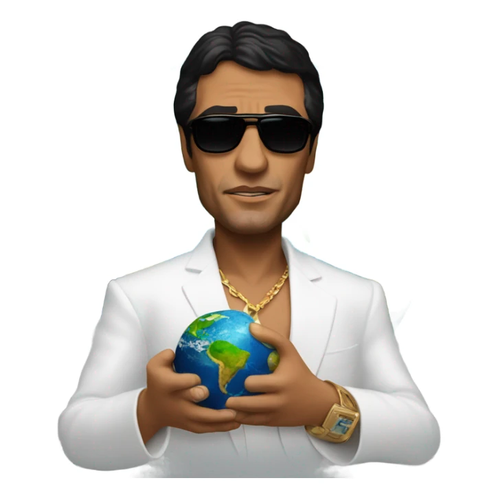 Tony Montana sunglasses the earth in his hands sticker