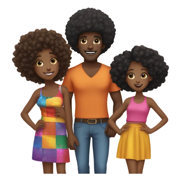 Black man with Afro with twin black kid girls and daughter  sticker