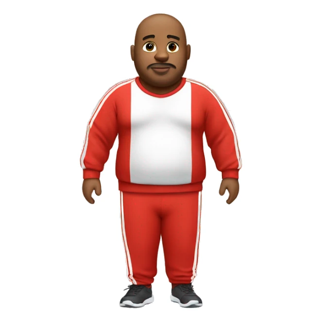 fat man in red sweatsuit with white stripe  sticker