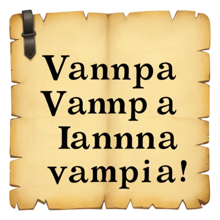 Text VAMPA written on old pergamin sticker