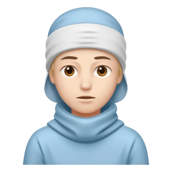 A person with headaches and a cold pack on the head sticker