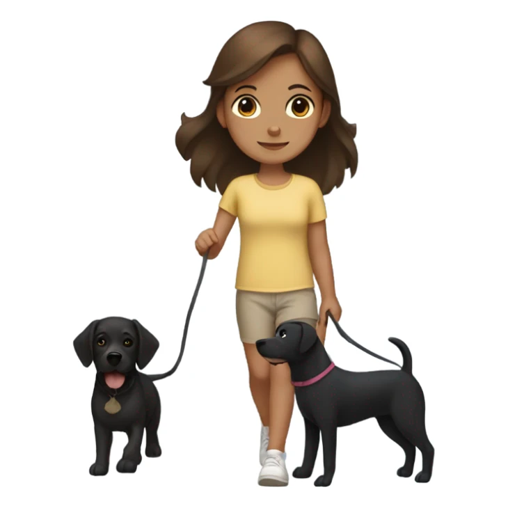 medium brown hair girl walking with a black dog sticker