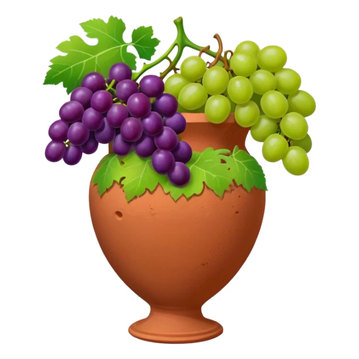 terracotta vase with grapes next to it sticker