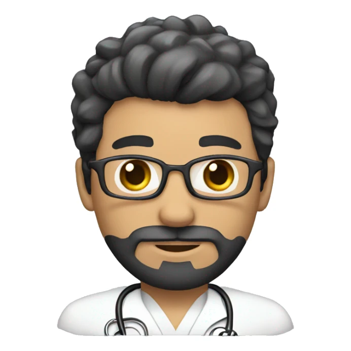 male doctor with black beard and a crown sticker