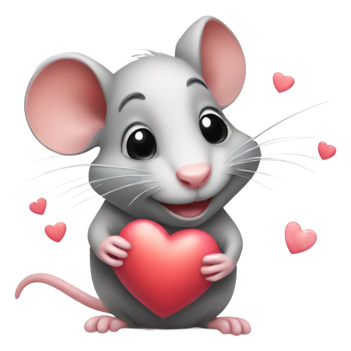 cute happy rat with hearts and love  sticker