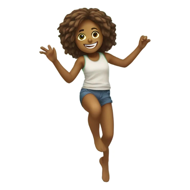 Girl jumping off cliff into rainbow lake sticker