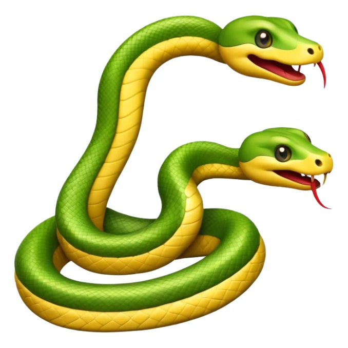 long playful cartoon snake emoji, stretched and funny sticker