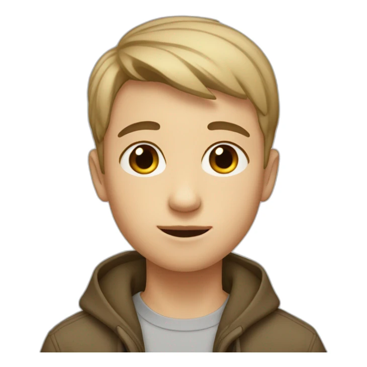 boy with short hair, complexion a little light but not too dark, black eyes sticker