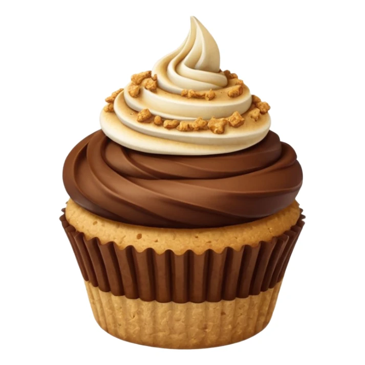S’mores cupcake with chocolate and graham cracker sticker