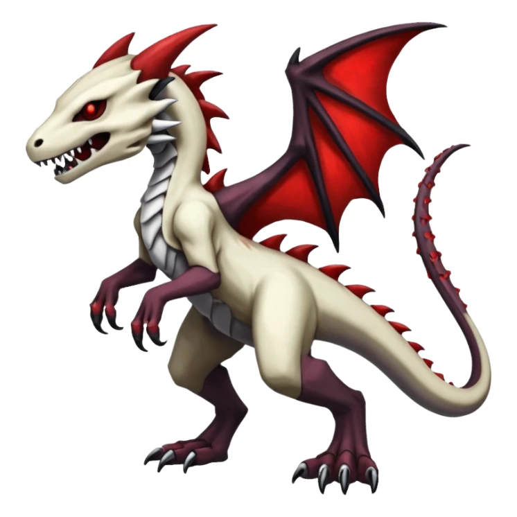 Shiny White Evil Glowing Eldritch Marowak-Salandit-Duskull-Darkdramon-fusion with bloody red markings sticker