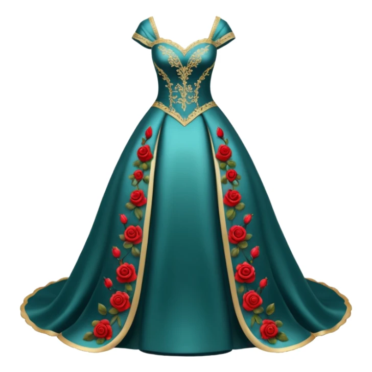 Hyper Realistic ornate satin Wedding dress displays with roses sticker