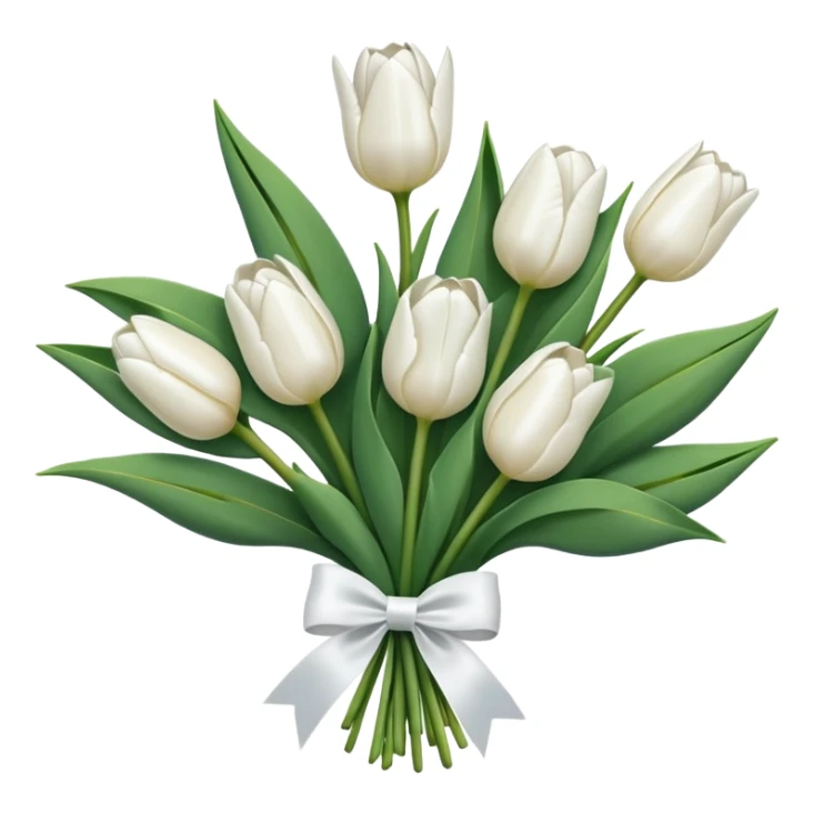 Bouquet of white tulips with a white bow  sticker
