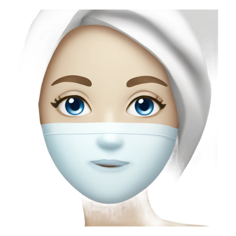 Lady with blue eyes white face mask spa beauty full face relaxing sticker