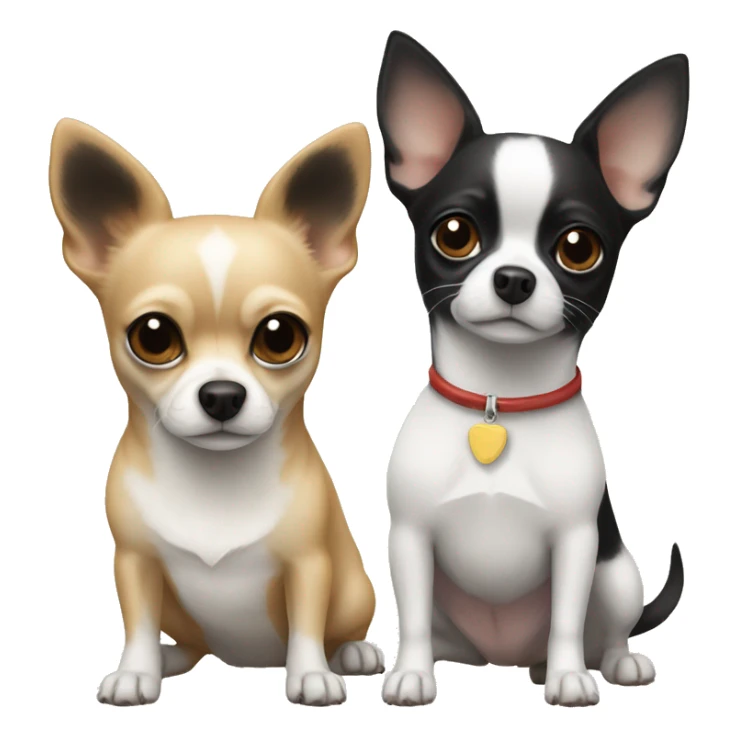 a beige chihuahua and a black and white chihuahua sticker