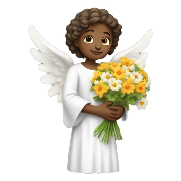 angel with bouquet of flowers sticker