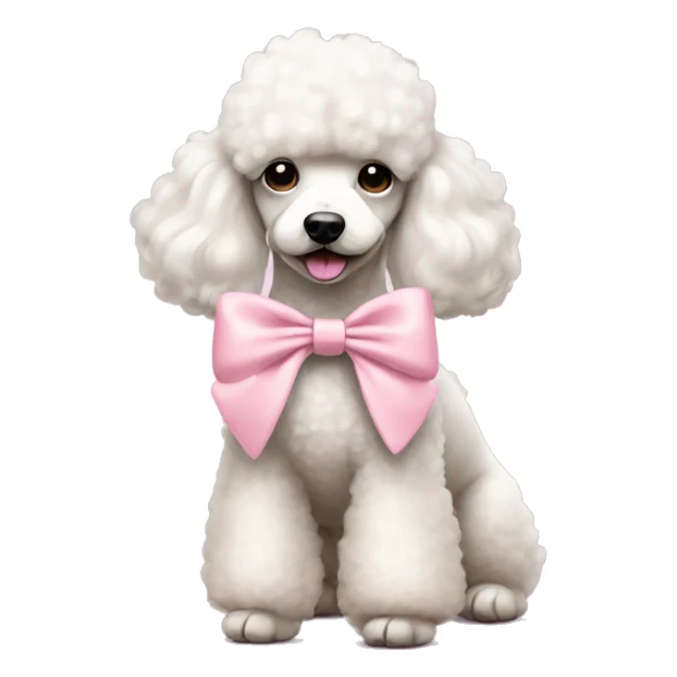 White poodle wearing a pastel pink bow sticker