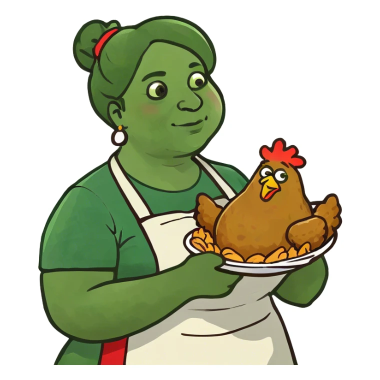 a fat woman eating fried chicken  sticker