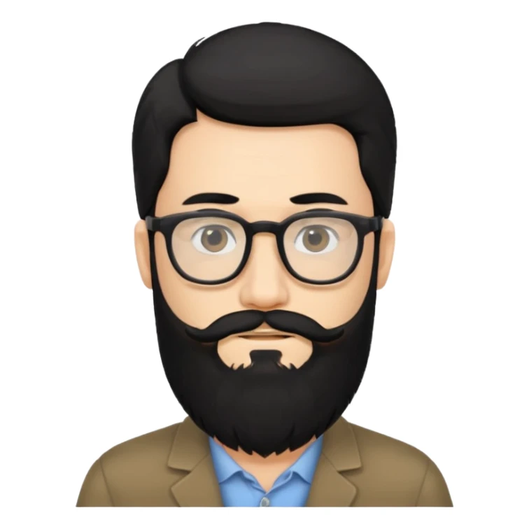 hombre con cabello negro largo barba y lentes sticker