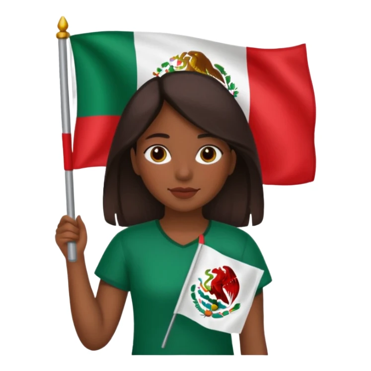 Hispanic girl holding a Mexican flag  sticker