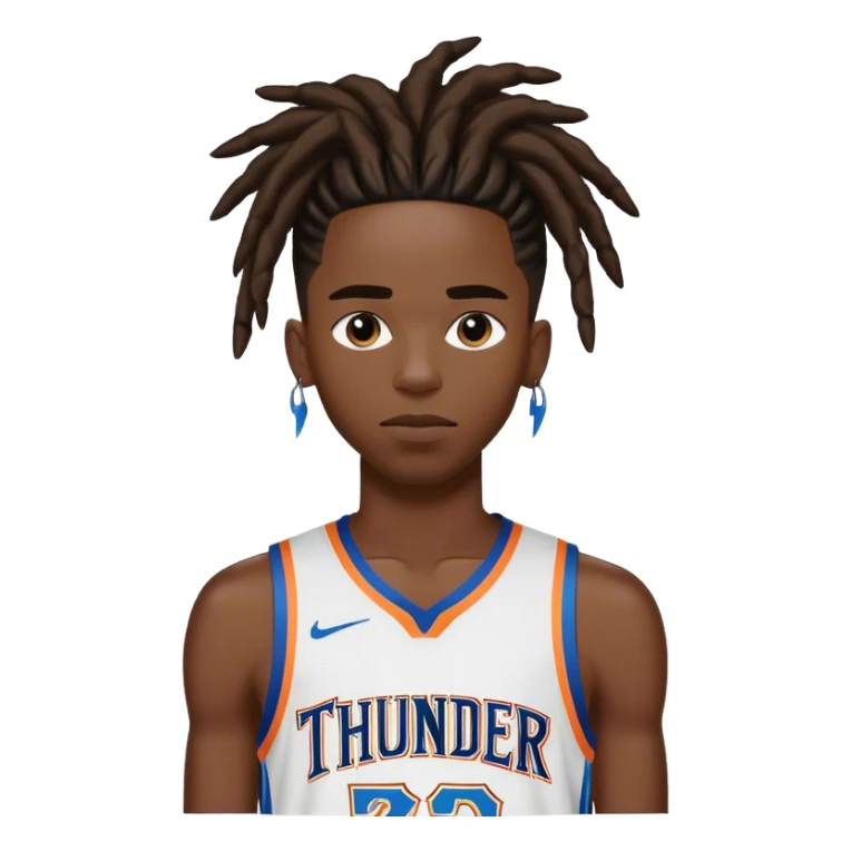 Shai Gilgeous Alexander with dreds behind head and a thunder jersey sticker
