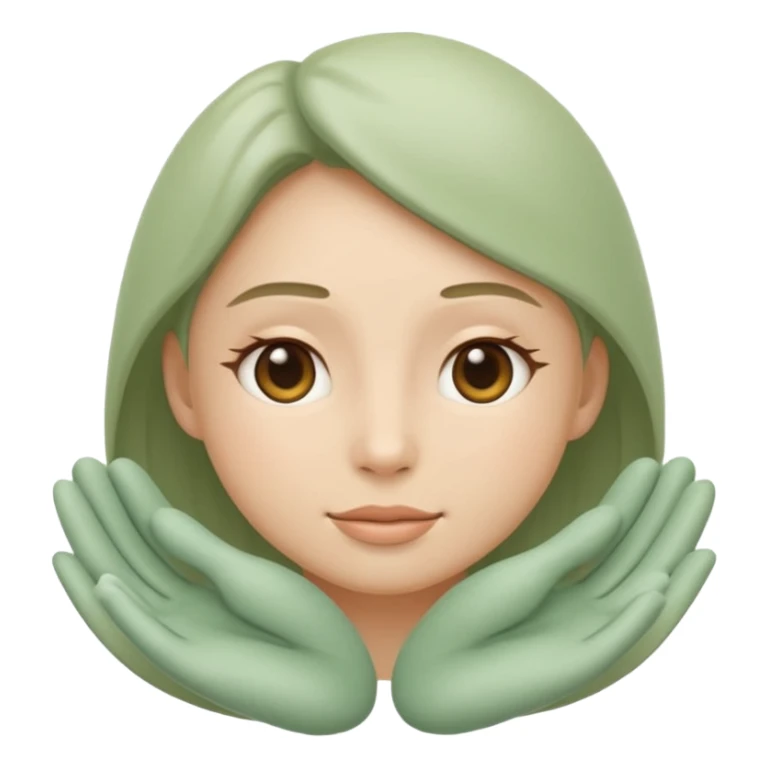 Minimal wellness emoji representing tighter skin and firmness,
subtle lifting effect, smooth contours, calm and natural,
no beauty or cosmetic symbols, soft sage green color palette sticker