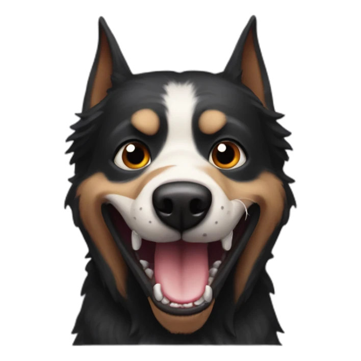 The black dog of Remy with two vampire teeth sticker