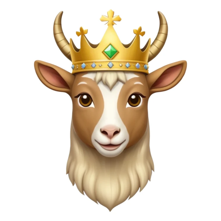 goat wearing a crown and gold medal sticker