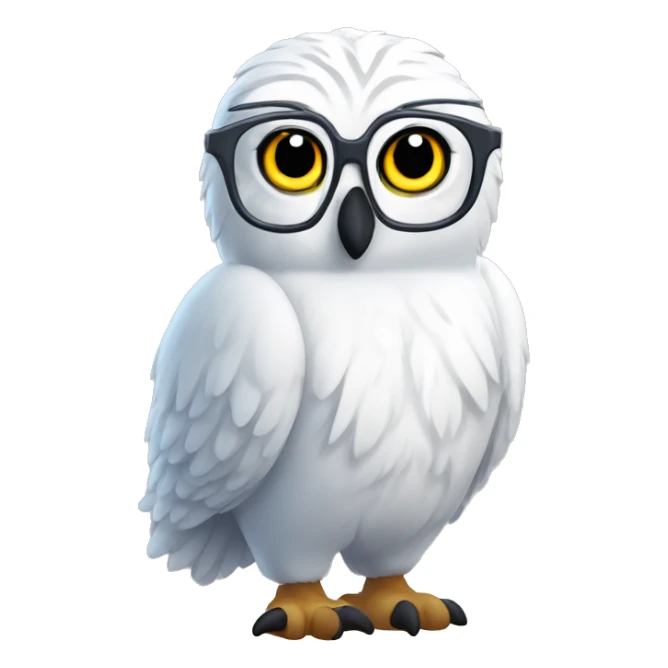 please generate an emoji of an Arctic owl nerd sticker