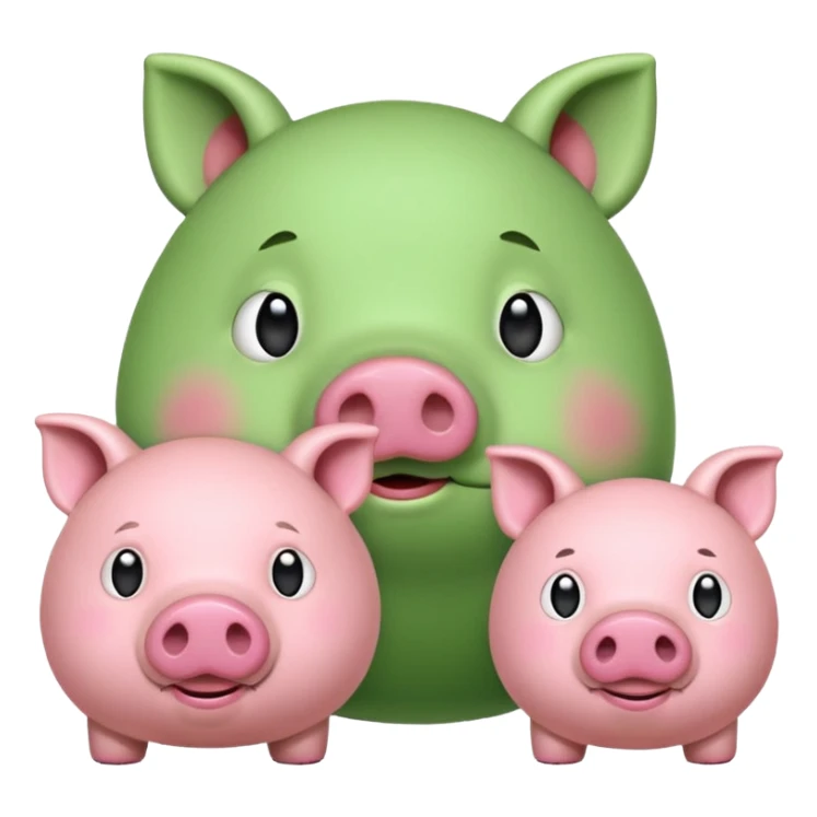 A green pig and a pink pig sticker