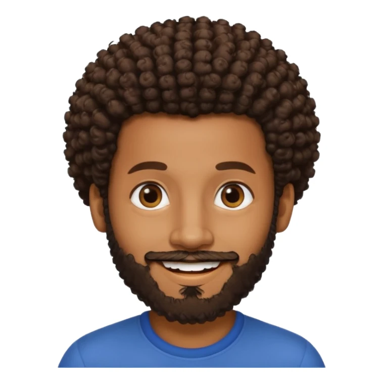 brown skin man with beard and a tiny curly  Afro fade with dark dark brown eyes  sticker