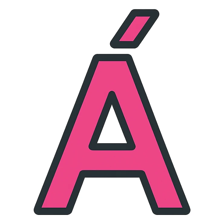 uppercase letter A with acute accent Á, clear and legible, icon style sticker