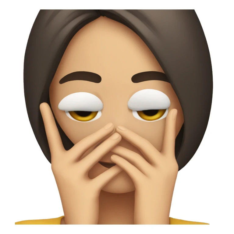 brunette girl covering her eyes  sticker