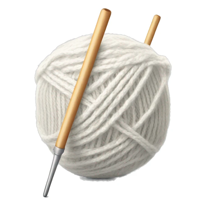  A pair of knitting needles in a ball of white yarn. sticker