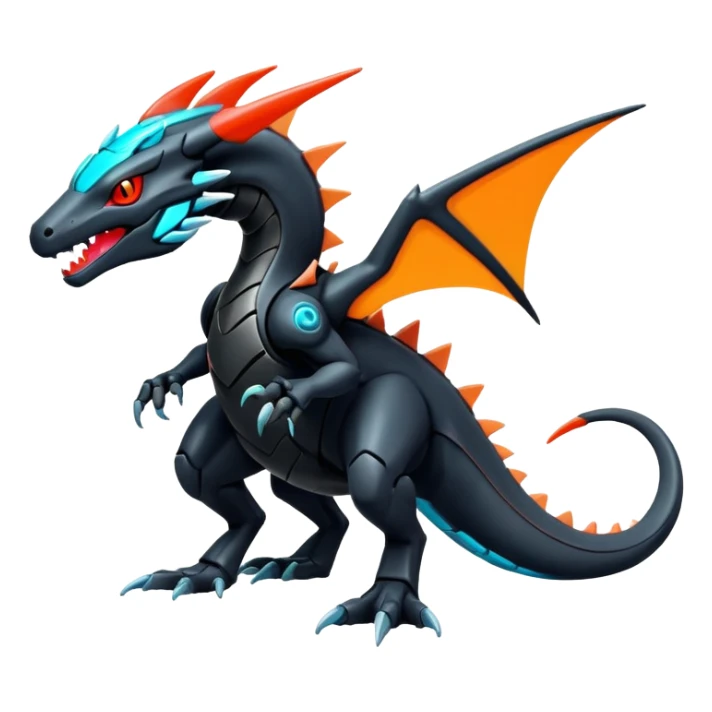 futuristic-colored neon-colored Fakémon-Kyurem-Salandit-creature (full body) sticker