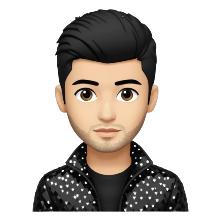 Zayn Malik from One Direction with light skin, black hair, black sequin outfit sticker