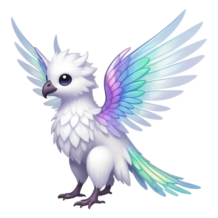  Iridescent white pale wings-ears, fairy-like-fakemon-creature  sticker