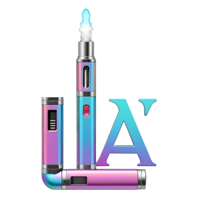 Letter A is designed in the style of an electronic cigarette (Vape theme) with dimensions of 512 by 512 sticker