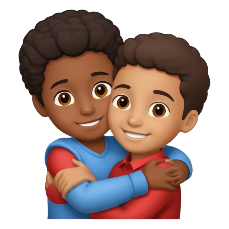 black little girl and hispanic little boy couple hugging sticker