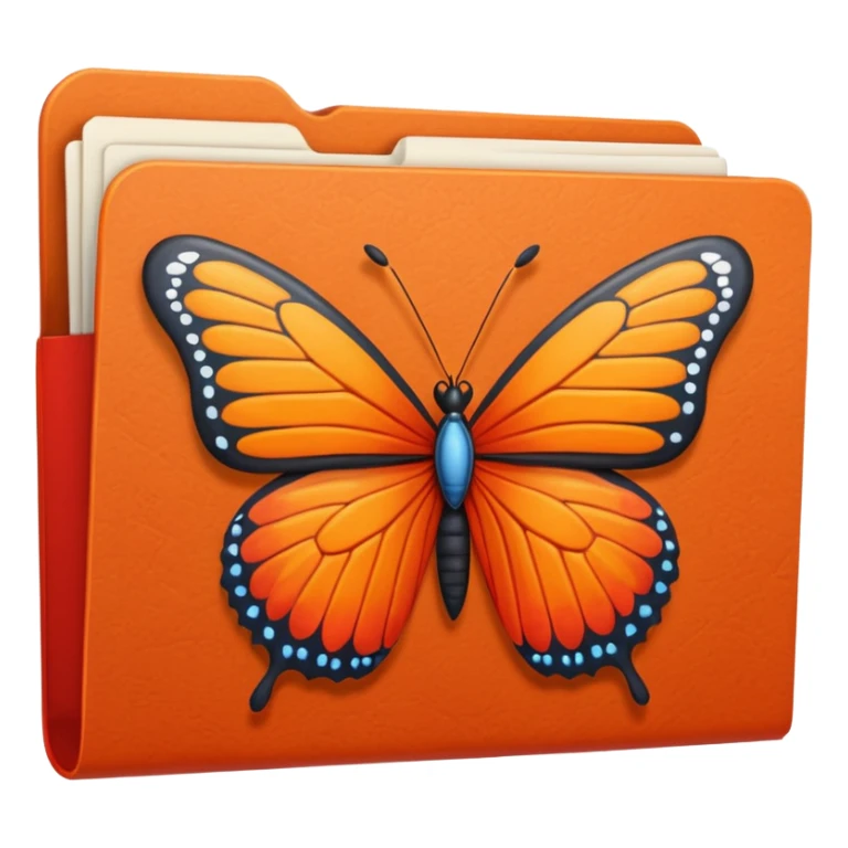 red and orange file folder with butterfly on the cover sticker