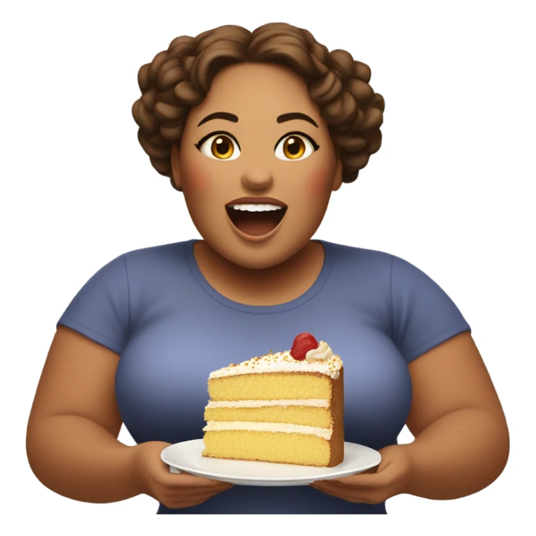 Fat woman eating a cake sticker
