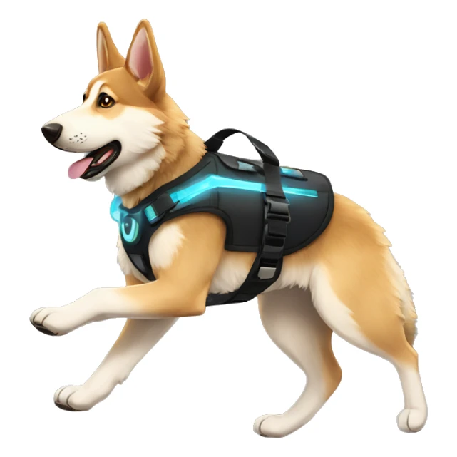  German shepherd husky fluffy ears and holographic harness running sticker