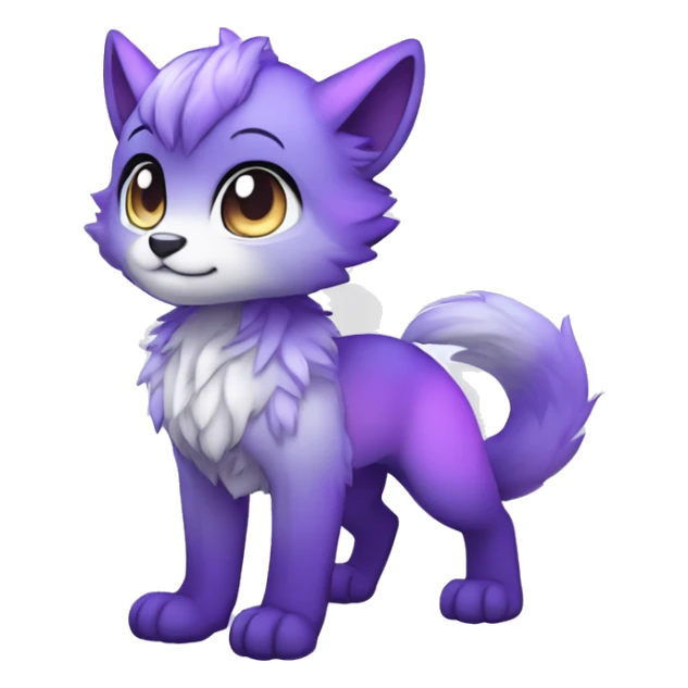 shiny, colorful, lilac-violet, gradient, Kemono-style, Chibi, Anthro-Fur-Sona-Fakémon, Full Body sticker
