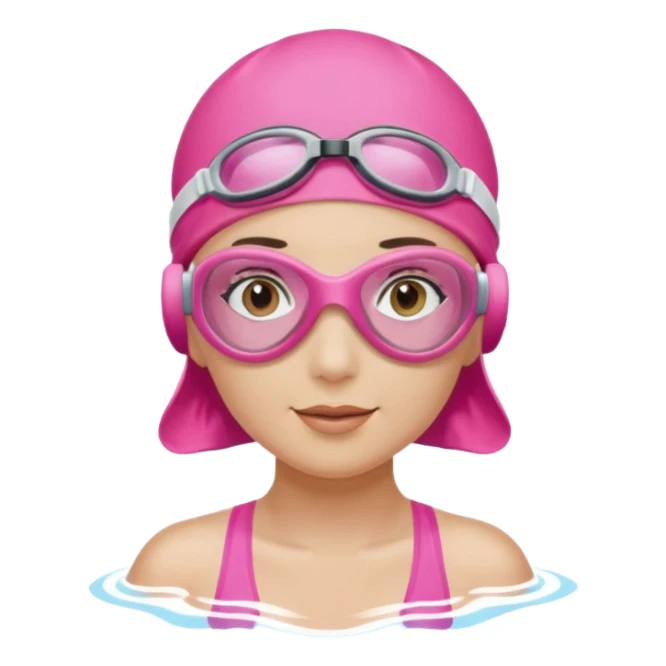 woman pink swim cap goggles sticker