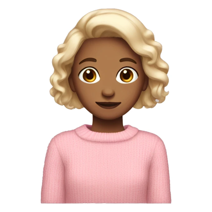 A girl with bob hair wearing pink bow and soft pink sweater sticker