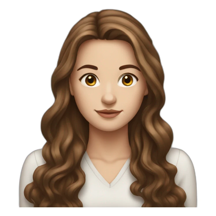 23 years old white and beautiful woman with a long brown hair sticker