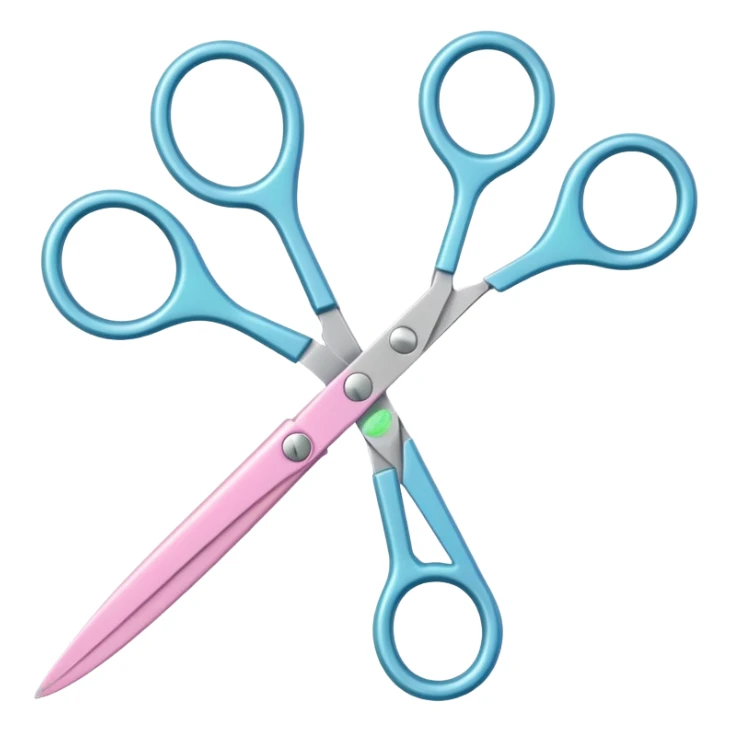 professional scissors in pastel colors iOS Apple emoji style sticker