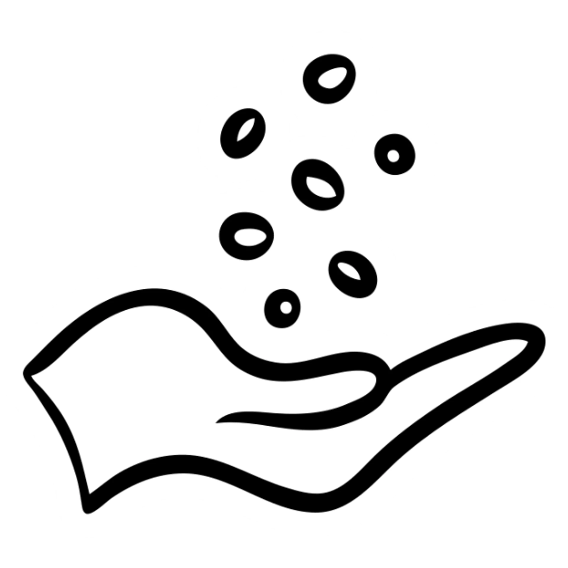 hand with mineral fertilizer granules sticker