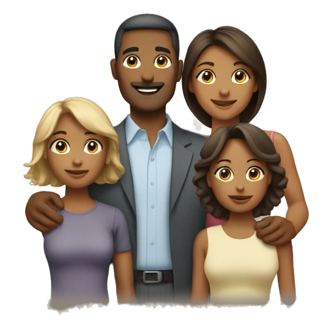 family with one daughter one wife and husband half body sticker